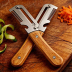 2pcs Stainless Steel Heavy-duty Peeler and Slicer with Wooden-like Handles and Reinforced Blade Design. Suitable for All Types of Fruits and Vegetables